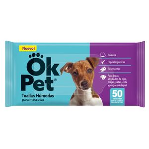 Toallas Húmedas para mascotas Ok Pet 50 un