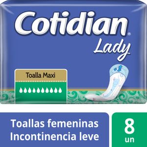 Toalla Femenina Cotidian Lady Maxi Incontinencia Leve 8 un