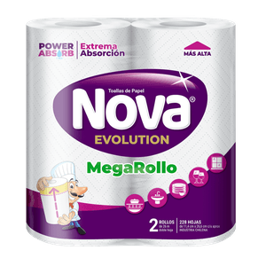 Toalla de Papel Nova Evolution Absorb Mega Rollo 2 un 26mt