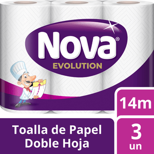 Toalla de Papel Nova Evolution Absorb Rollo 3 un 14 mt