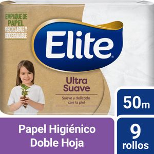 Papel Higiénico Elite Doble Hoja Ultra 9 un 50 mt