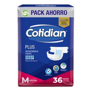 Pañales de Adulto Cotidian Plus Incontinencia Fuerte 36 u M