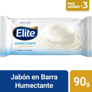 Jabón Barra Elite Humectante Cuidado Suave Pack 3 un 90 gr