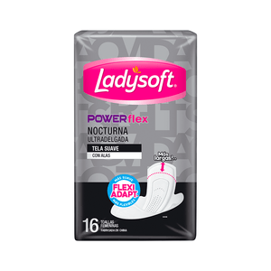 Toalla Femenina Nocturna Ladysoft Ultradelgada Power Flex 16 un