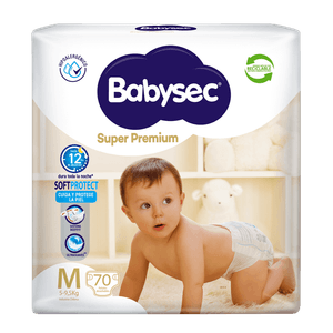 Pañales de Bebé Babysec Super premium Cuidado Total 70 un M
