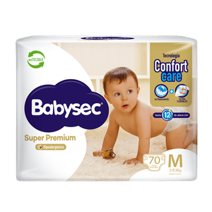 Pañales de Bebé Babysec Super Premium Cuidado Total 70 un M