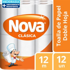 Toalla de Papel Nova Doble Hoja Clasica 12 un 12 mt