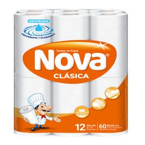 Toalla de Papel Nova Doble Hoja Clasica 12 un 12 mt