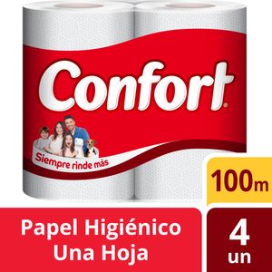 Papel Higiénico Confort Una Hoja Max 4 un 100 mt