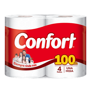 Papel Higiénico Confort Una Hoja Max 4 un 100 mt
