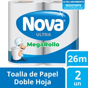 Toalla de Papel Nova Ultra Absorb Mega Rollo 2 un 26 mt